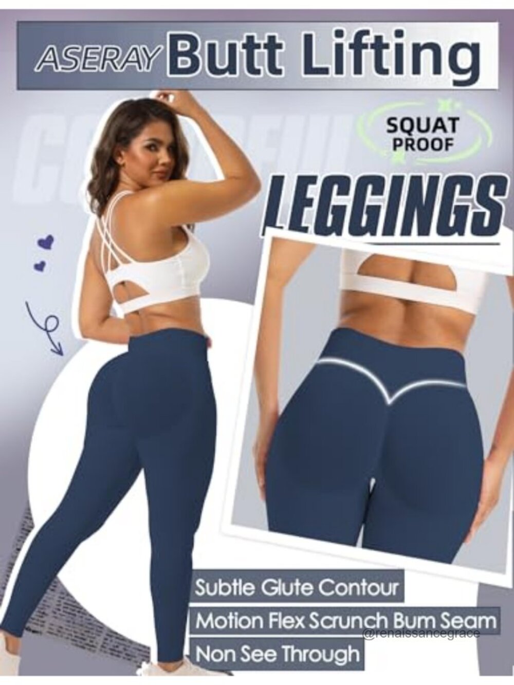 ASERAY Seamless Scrunch Butt Lifting Leggings Tummy Control Workout